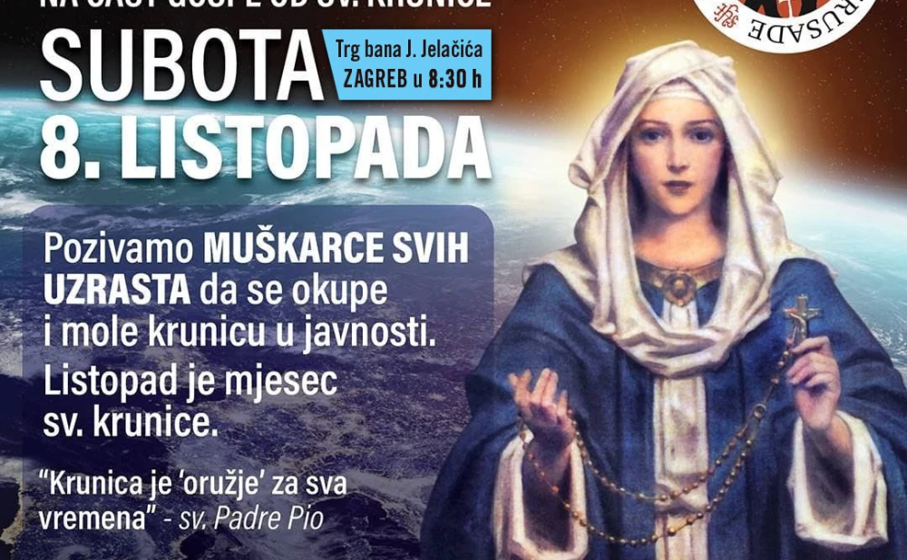 Sutra muškarci mole krunicu u Zagrebu, Splitu, Metkoviću, Slavonskom Brodu i Vinkovcima