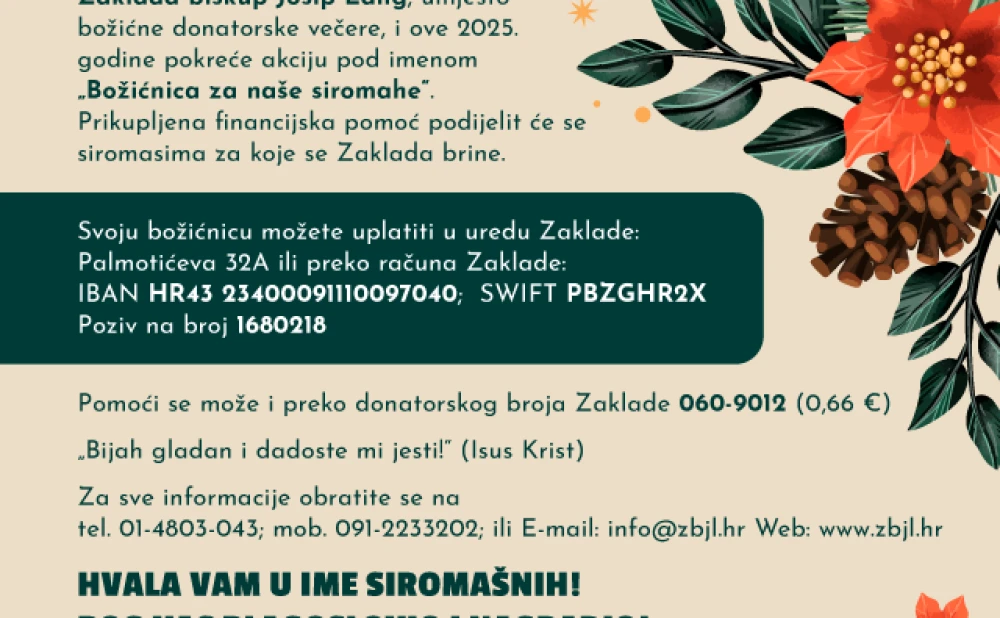 POMOZIMO „Božićnica za naše siromahe“