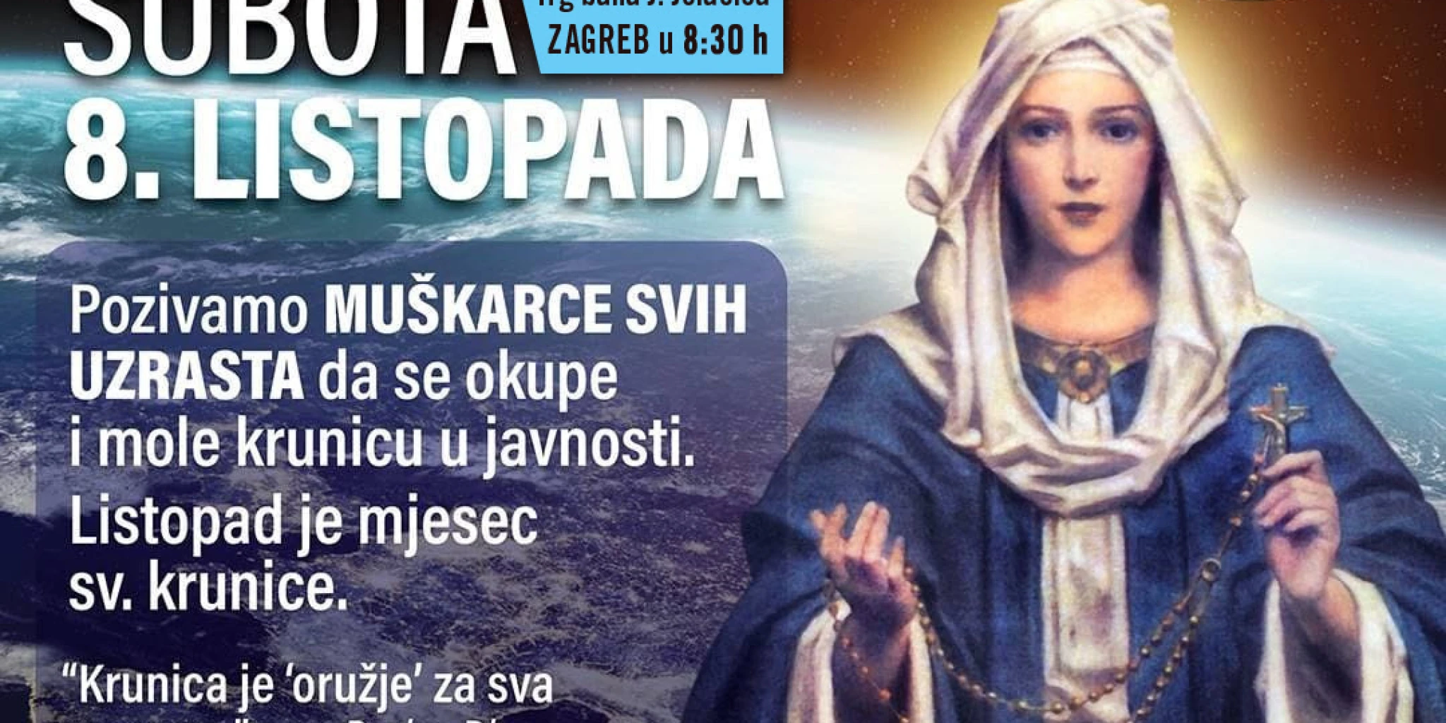 Sutra muškarci mole krunicu u Zagrebu, Splitu, Metkoviću, Slavonskom Brodu i Vinkovcima