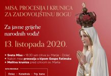 Misa, procesija i krunica za zadovoljštinu Bogu za javne grijehe narodnih vođa